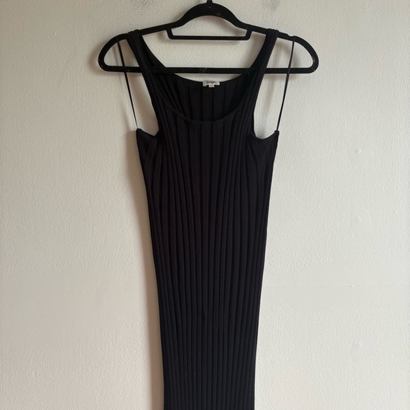 Twist & Tango Sz M Black Ribbed Knit Bodycon Maxi Cotton Dress - Picture 3 of 10